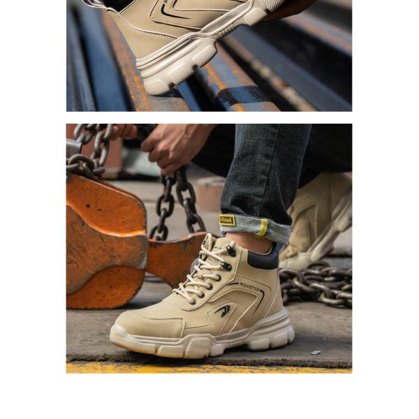 Botas de seguridad de suela media de Kevlar Botas de trabajo de cuero de microfibra con dedo de acero y suela de goma