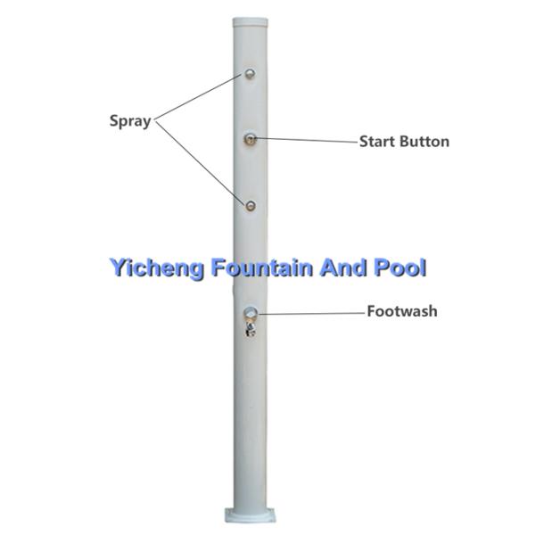 White Colour Aluminium Swimming Pool Straight Solar Showers With Foot Washing / Spray