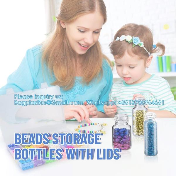 Glass Bottles with Aluminum Cap, Glass Jars Small Storage Bottle Glass Vials, Beads Storage Jars with Lids Aluminum
