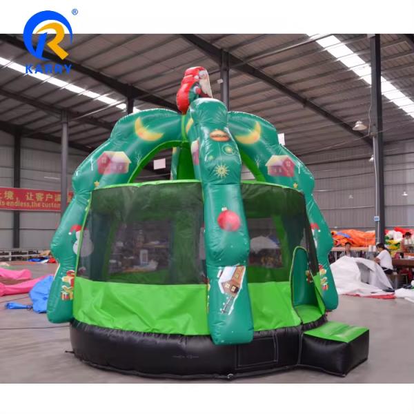 Unisex Customized Green Christmas Tree Inflatable Castle Trampoline with Payment Terms T/T