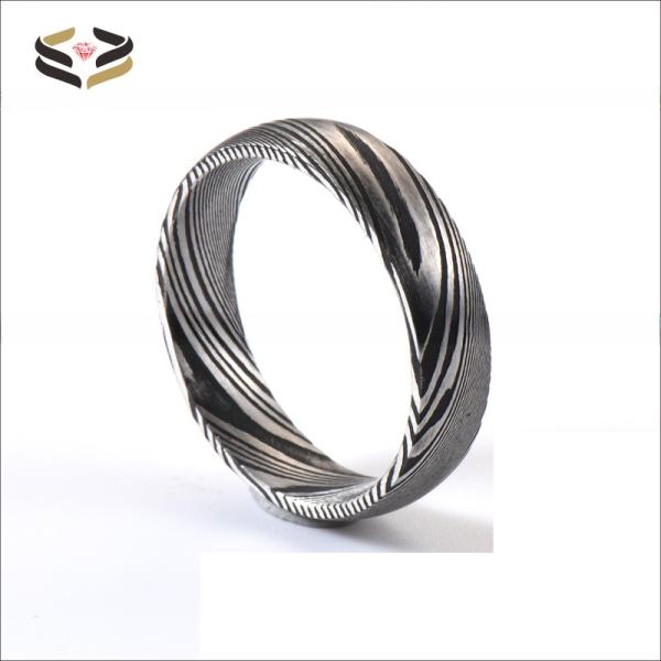 Anillos de acero de Damasco para hombre y mujer, para boda, compromiso y aniversario