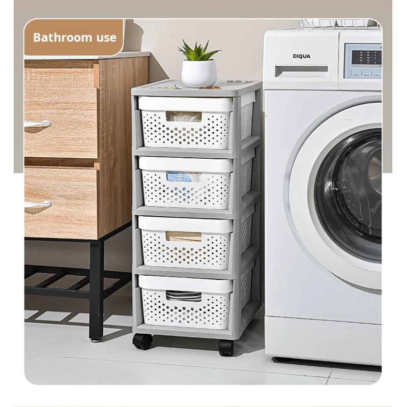 Nordic Movable Plastic 4-Layer Storage Cabinet Drawer-Type Toys Storage Organizer Drawer Cart with Wheels