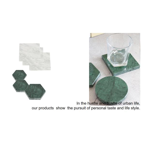 Regional Feature Marble Natural Round Square Hexagon White Cup Mat Coffee Tea Coasters for Drink Mats Pads Home Kitchen