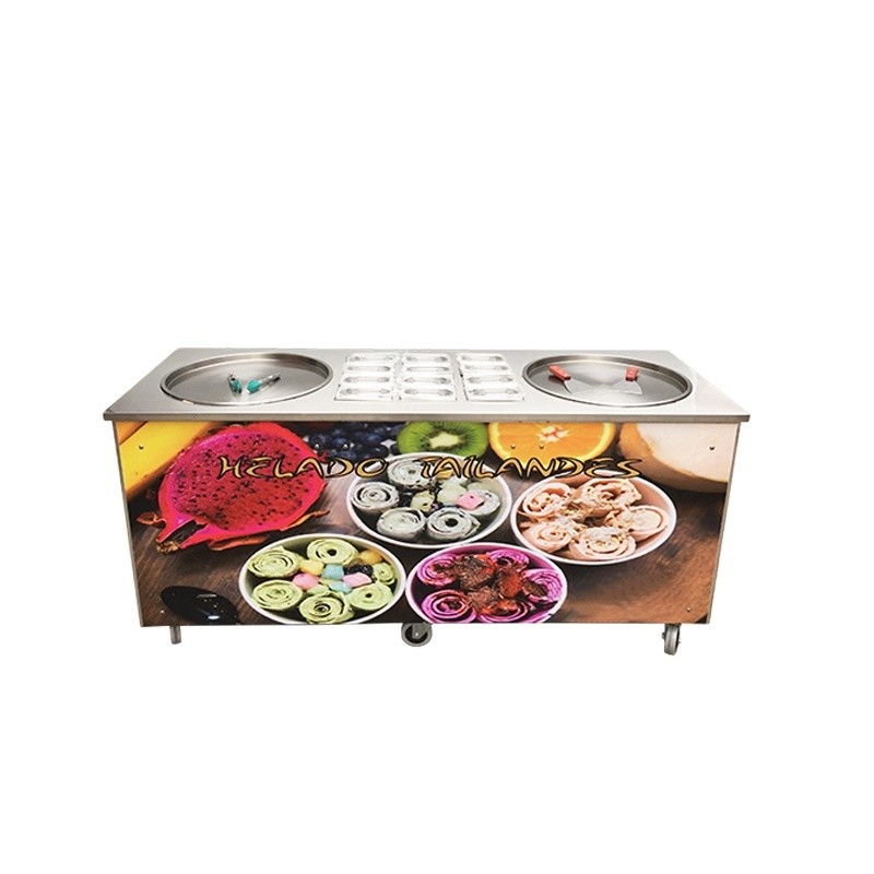 Double Pan Fried Ice Cream Machine Philippines With 12 Fruit Containers