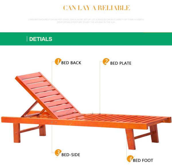 Sofá de dobramento do Recliner da mobília exterior de madeira contínua da cadeira de praia para a piscina do hotel