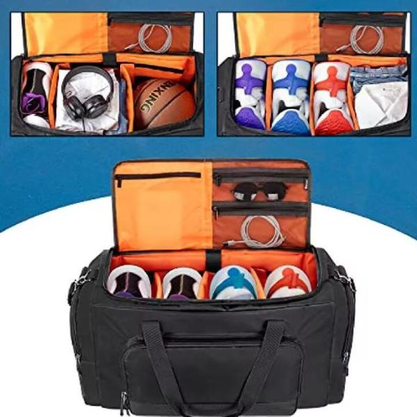 Adjustable Compartment Dividers Sneaker Duffle Gym Bags With Sneaker Compartment