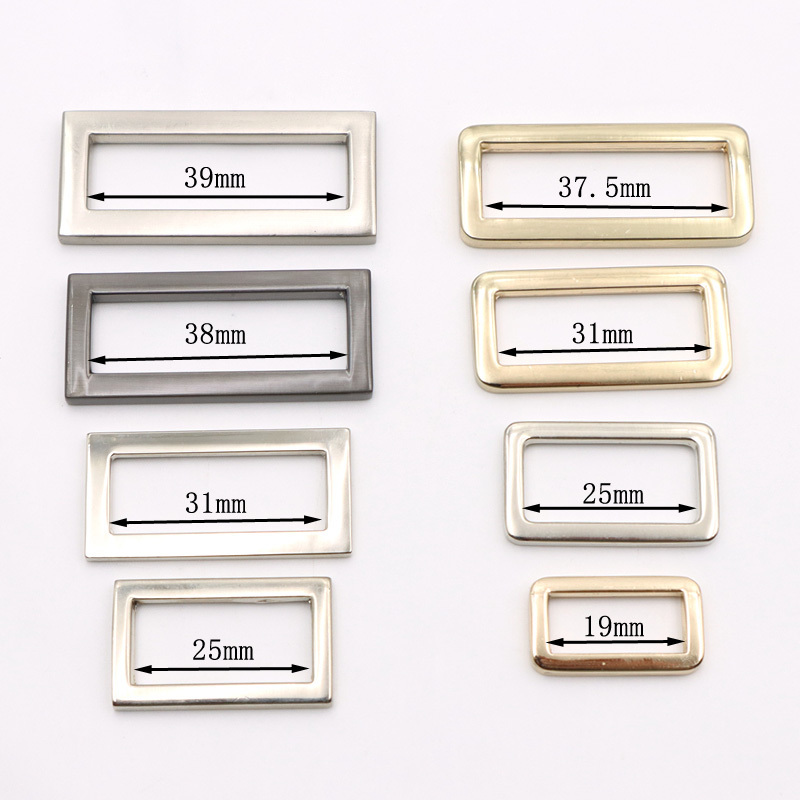 Bag Parts & Accessories Metal Square Loop Buckle Strap Adjuster Slider Zinc Alloy Metal Frame Buckle 