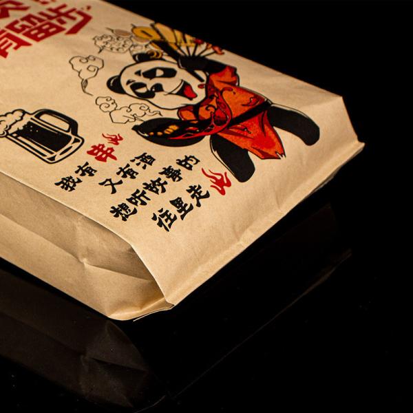 Saco de papel Kraft revestido com folha de alumínio isolado para embalagem de alimentos à mão personalizada
