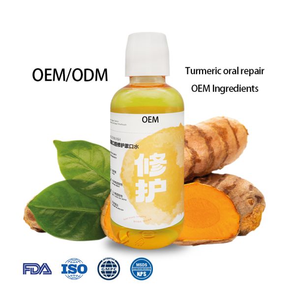 OEM ODM Customizable 500ml turmeric Mouthwash combining antibacterial properties and soothing effects to support overall oral health and hygiene maintenance