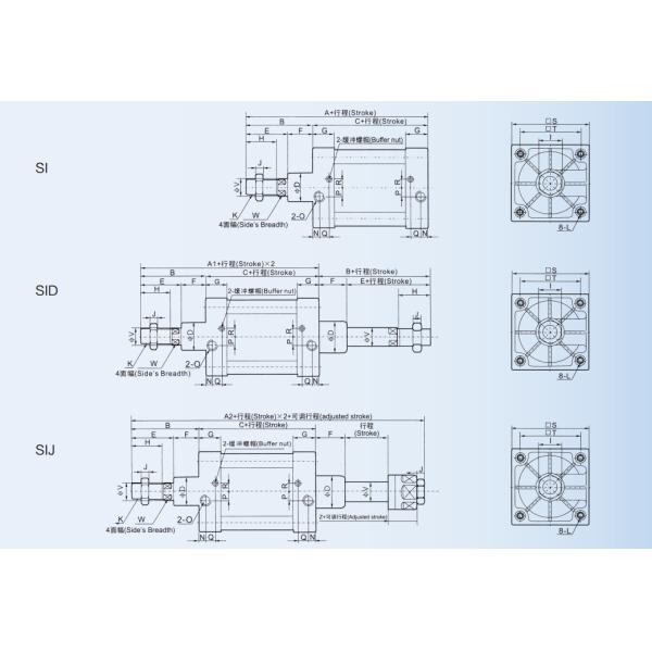 Стандарт ИСО 15552 скорости цилиндра 50~800мм/С воздуха серии СИ двойной действующий пневматический