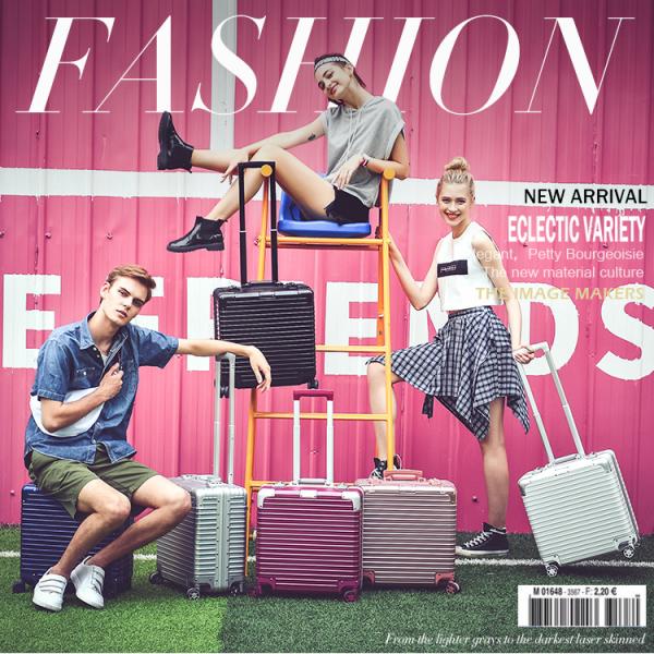 Equipaje de 18 pulgadas, equipaje de embarque pequeño multifuncional, maleta de aluminio para negocios, contraseña para hombres y mujeres 17 caja dura de viaje