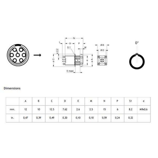 Back Panel Mount Circular Connector Lemo Equivalent EYG 7 pin Female Receptacle
