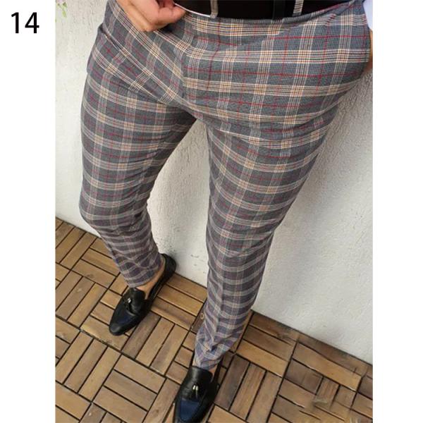 Light Wash Digital Print Polyester Trousers Multi-style Slim-fit Plaid for Casual Men