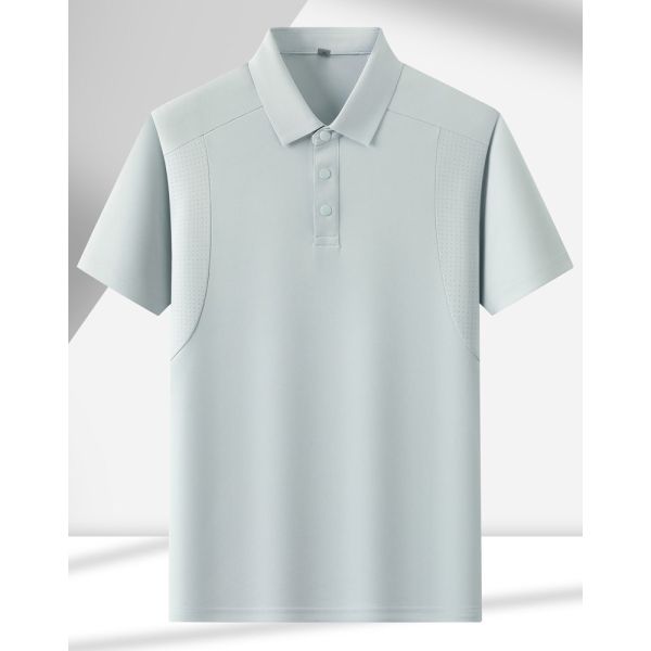 2786Summer new 195g 100% polyester fiber fashionable men's commuting ice silk polo shirt