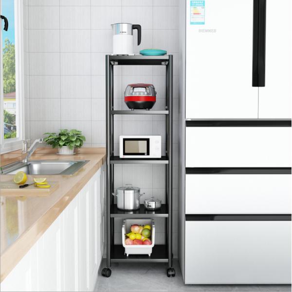 Stainless Steel Kitchen Shelf Floor Microwave Rack Oven Cooker Refrigerator Slot Storage Rack Multi-Layer