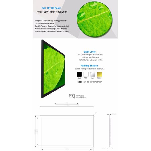 Exposição do Lcd da montagem da parede dos meios de Android apoio de 32 a 84 polegadas multi - línguas