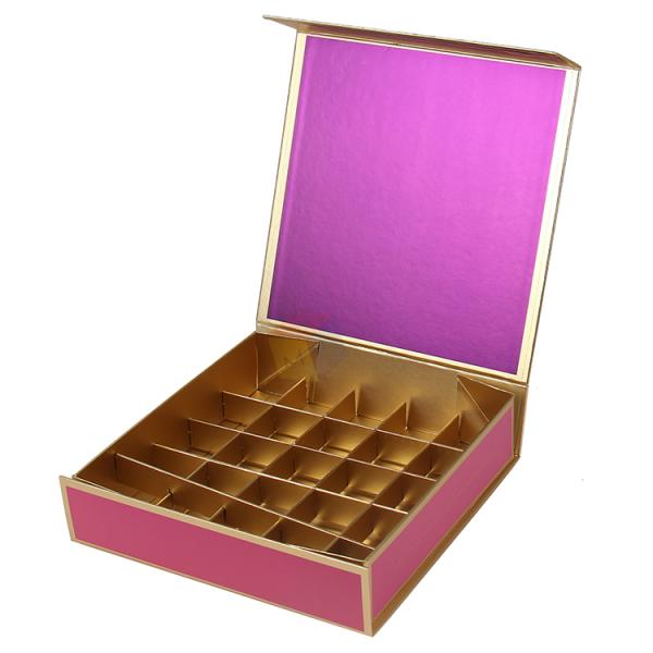 Caja de regalo de dulces de Diwali de cierre magnético personalizable con divisor de papel de oro