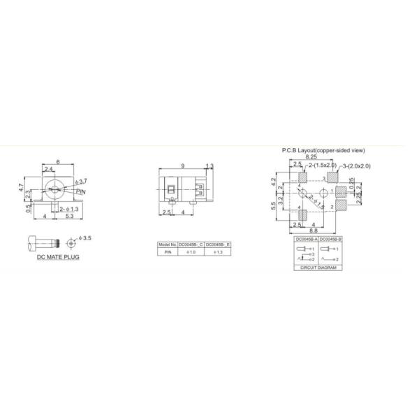 Сила Джек электророзетки Dc DC0045B Fosen всеобщая/Dc
