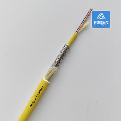 6 cœurs en mode unique câble en fibre blindée en spirale 6,5 mm jaune LSZH FTTH résistant aux rongeurs