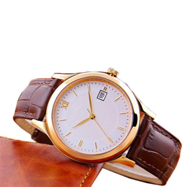 Customized Stainless Steel Watches With Leather Band , 3-5ATM Waterproof
