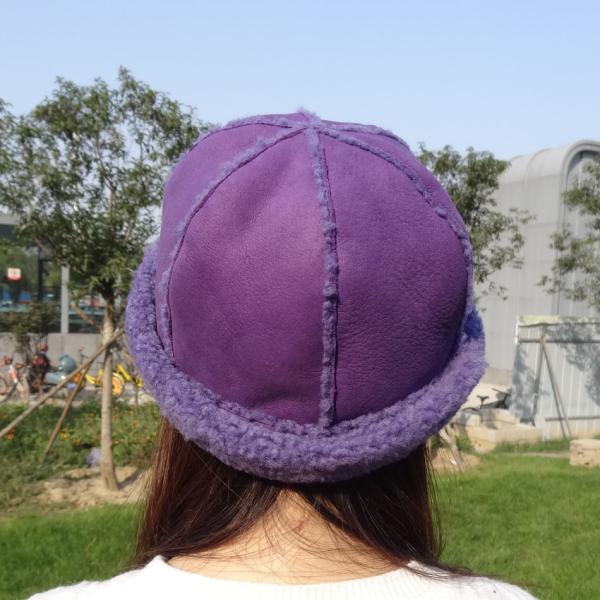 Winter Double Face Sheepskin Beanie Hat Real Shearling 100% Wool For Women