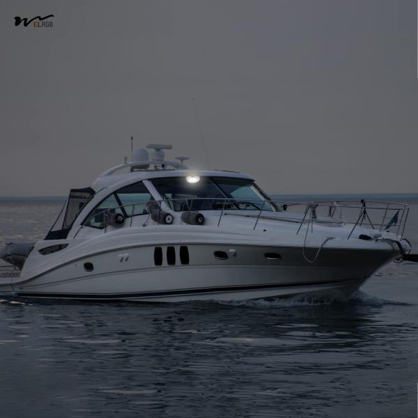 Cúpula marina luz de cabina LED impermeable Blanco de acero inoxidable Superficie de montaje 12V 6,7 pulgadas