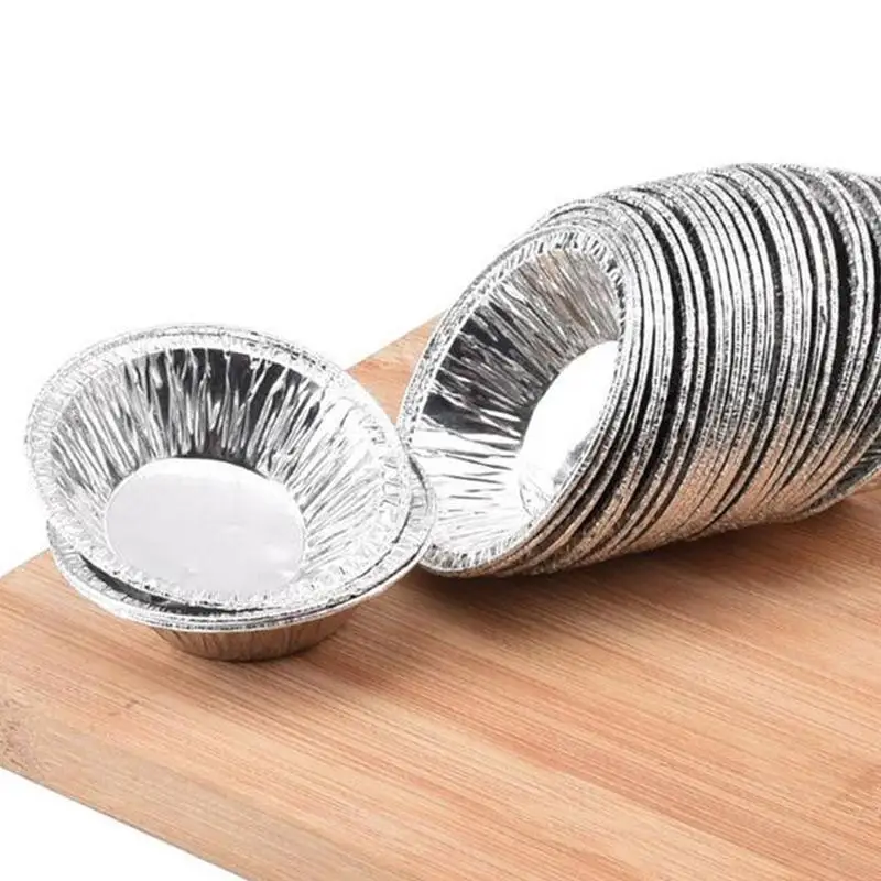 100pcs Disposable Aluminum Foil Tart Pan Mini Pot Plate Tin Pie Bake Tray Of Suitable
