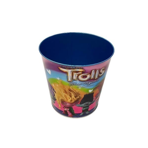 DADI Stackable Metal Popcorn Bucket Round Tin Of Popcorn Single Wall