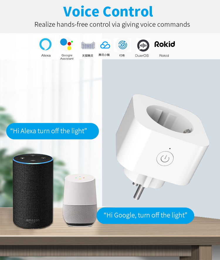 EU Smart Plug: Dual‑Band WiFi, Voice/App Control, Timer, 10A, 85‑240V