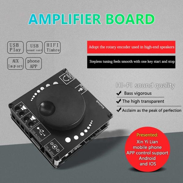 2x50W Dual Channel Speaker 3.5mm AUX Audio Stereo BT 5.0 Amp Digital HIFI Power Amplifier Board (Корпорация усилителя мощности цифрового HIFI)