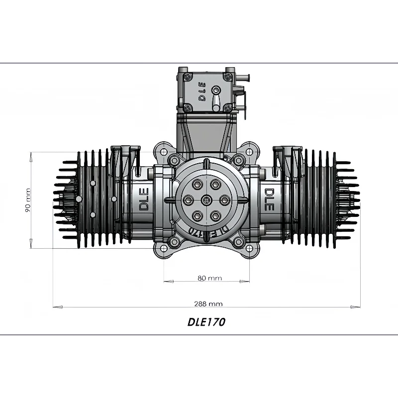 Hot DLE170 Aviation Model Gas Engine Dual Cylinder Two Stroke Side Exhaust Natural Air-Cooled CC Displacement for Drone