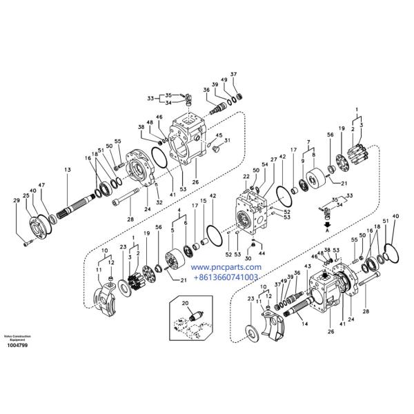 Volvo EC180B Excavator Hydraulic Pump Unit VOE14533644 EC160B K5V80DT