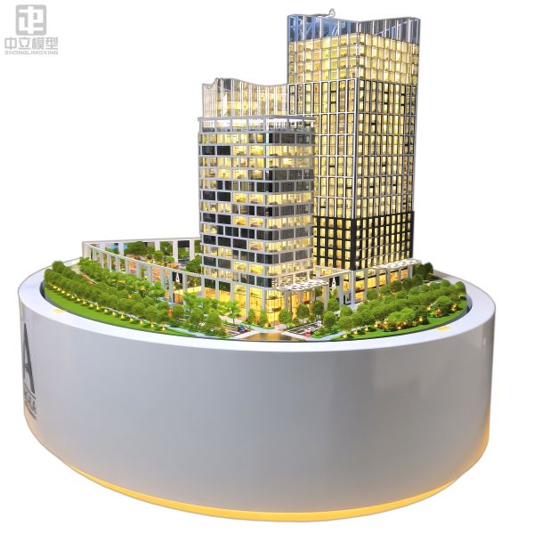 High-Rise Architectural Scale Model Realistic Lighting Facade Details for Office Complex Design Display Property Promotion