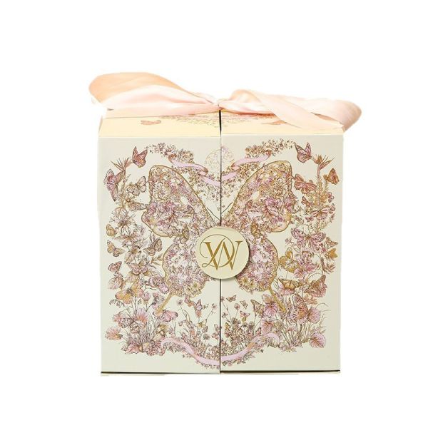 Multi Layer Gift Box with Ribbon Premium Folding Box Collection Elegant Lavender Floral Pattern Laminated Surface Customizable Compartments for High End Gifting