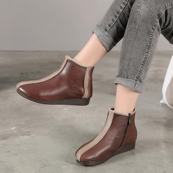 S193 Manufacturer Mori female fresh and simple short tube leather handmade women's boots flat soft original fashion autu