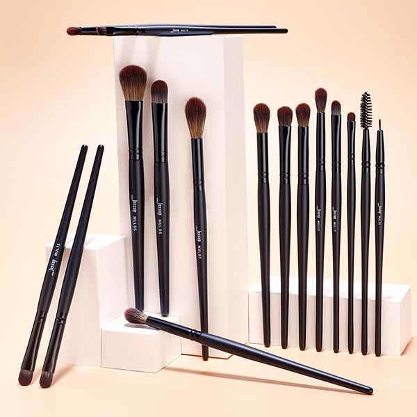 Jessup Precision 16pcs Eye Makeup Brush Set Black Paint Spraying