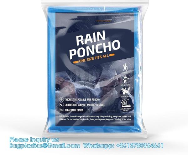 Disposable Rain Ponchos For Adults With Hood,Emergency Rain Gear For Camping,Hiking,Walking,Watching Games