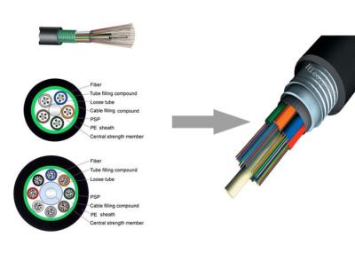 Cabo coaxial ótico exterior 6 de único modo das telecomunicações 12 24 72 96 144 288 núcleos GYTS