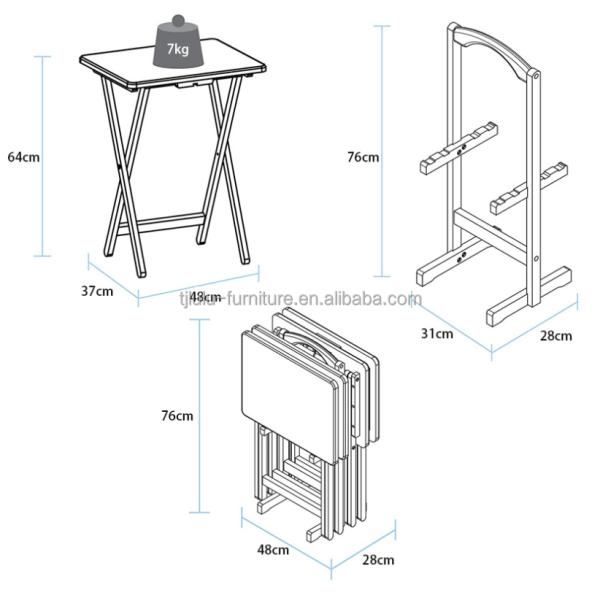 Mesa de comedor plegable de madera sólida para estudio y portabilidad en ambientes al aire libre