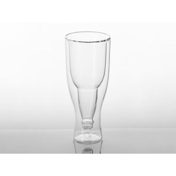 Custom Clear Upside Down Beer Glass 235ml Hand Blown 8 Oz Double Wall Cups