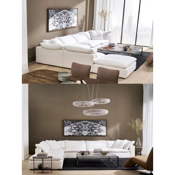 Divan moderne Sofa Living Room Furniture en forme de L blanc de Canape de tissu