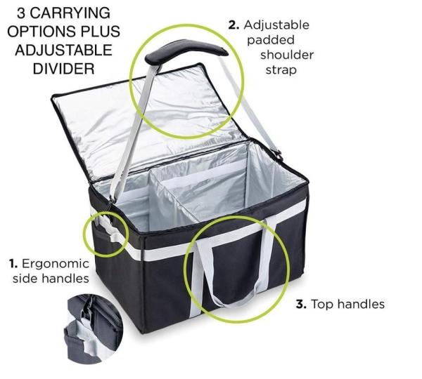 Lunch Foldable Custom Insulated Cooler Bag  Heated Food Delivery Bag Thermal Aluminum Lining