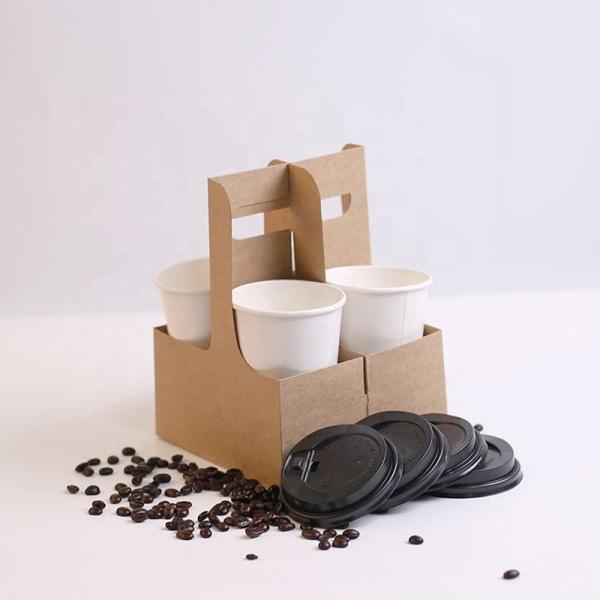 Disposable take away paper cup holder to go cup carrier for coffee cup