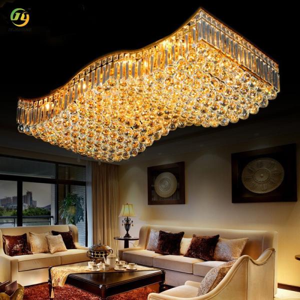 JYLIGHTING Luxe Atmosphère moderne Or cristallin Salle rectangulaire Salle de séjour Villa Projet Lampe de plafond