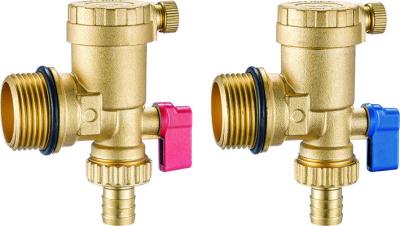 Brass Combined Manifold Parts Automatic Air Exhaust ( Horizontal ) + Flushing Drain Valve