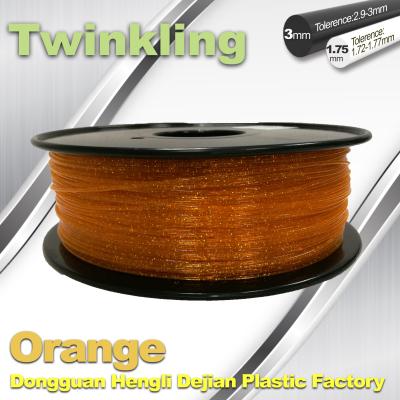 Filamento alaranjado de cintilação do filamento 1.75mm da impressora 3D de MSDS para a impressora 3d