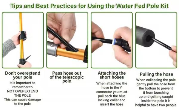 7.3 Meters Window Cleaning Equipment Aluminum Long Reach Water Fed Pole Solar Panel Cleaning Brush For Household