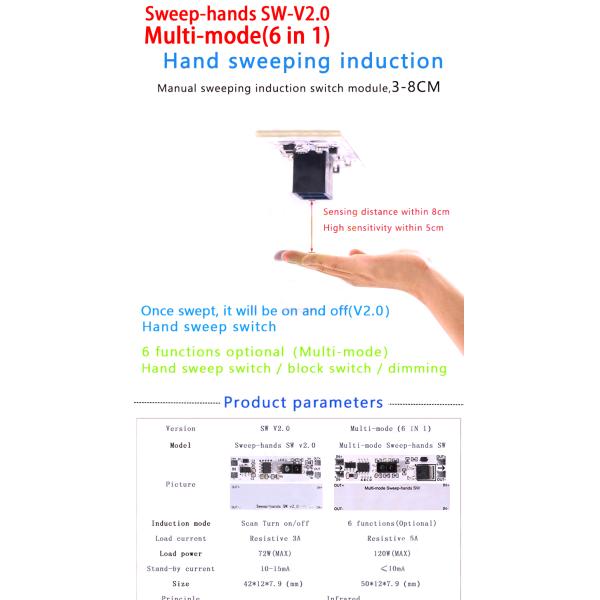 36 Вт 12 Вт XK-GK-4010A DC 12 Вт Модуль переключателя сенсора с помощью руки для пользовательских приложений