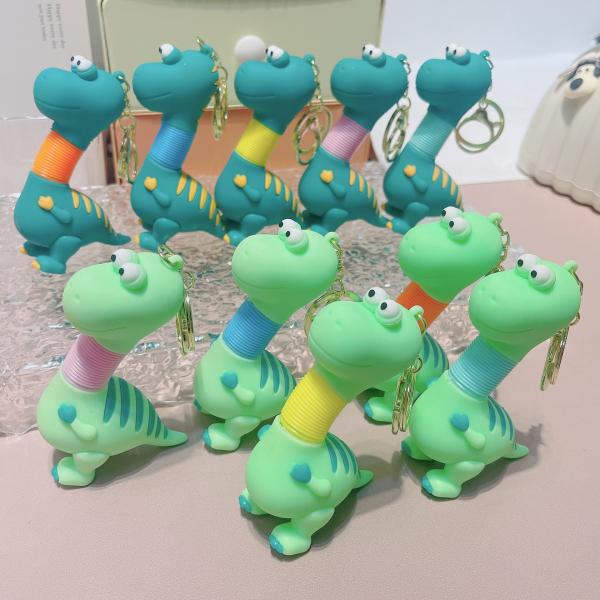 Year Gift Tastless Animal Silicone Stainless Steel Pendant Keychain with Cartoon Design