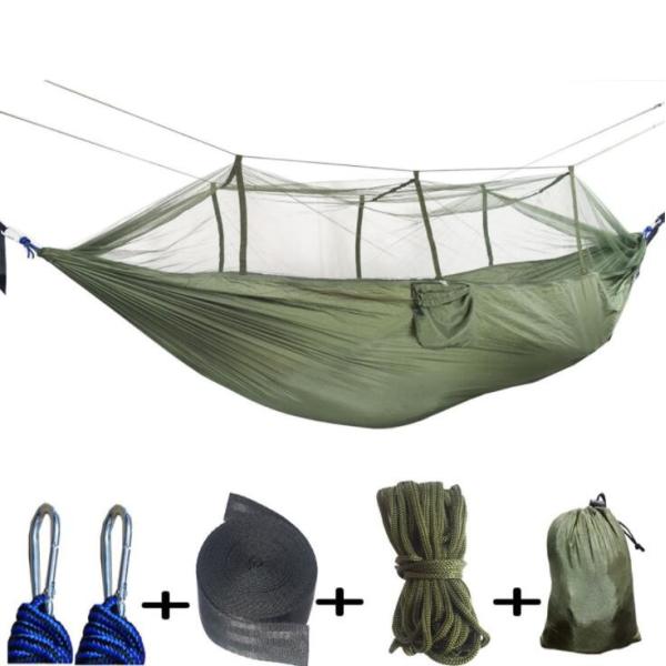 Green Lightweight Double Hammock , Outdoor Camping Hammock For Hiking Travelling